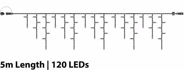 Xmas Haus Connectable LED Icicle Drop Christmas Lights in Black with 120 Cool White Lights