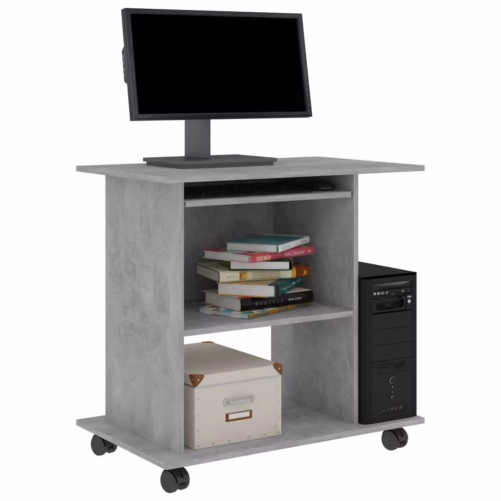 Berkfield Home Computer Desk in Concrete Grey, W/D/H: 80 x 50 x 75 cm – 3