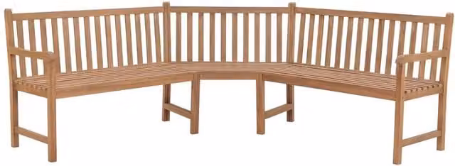 Berkfield Home Rustic Solid Teak Wood Garden Corner Bench in Brown, W/D/H: 185 x 185 x 90 cm – 1