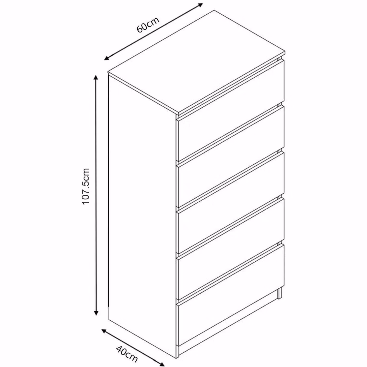 SquareBoxx Fairfield Matt Minimalist 5 Drawer Chest of Drawers in White – 2