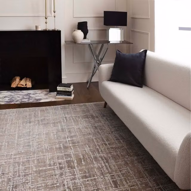 Furniturebox UK Iona Abstract Textured Rug in Beige and Brown, W/D/H: 170 x 120 x 1 cm