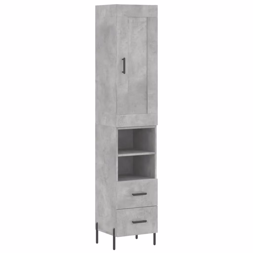 Berkfield Home Highboard in Concrete Grey, H 180 x W 34.5 x D 34 cm – 2
