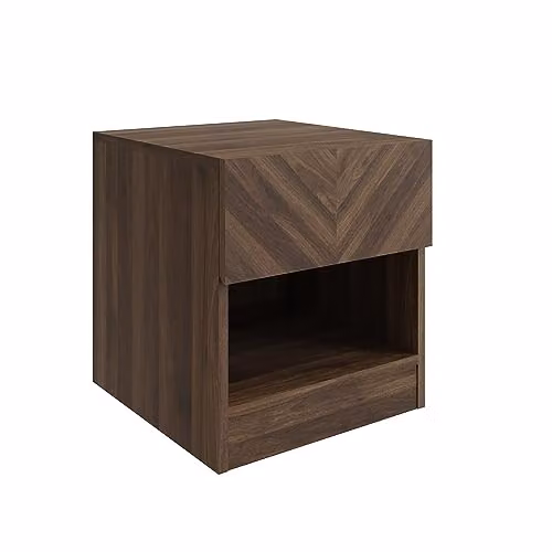 GFW Catania Lamp Table in Walnut with Drawer and Open Shelf – 2