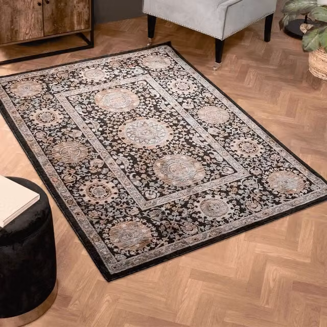 The Rug Shop UK Abstract Machine Woven Area Rug in Grey and Anthracite, W: 200 cm, L: 290 cm – 1