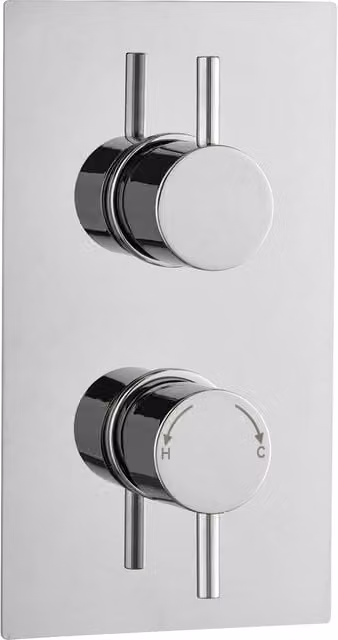 Bathroom Kingdom Menai Chrome Round Thermostatic 2-Outlet Shower Valve in Silver