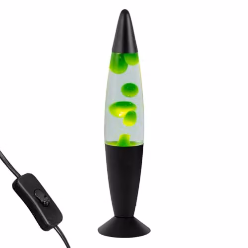 Global Gizmos 48819 Retro Lava Lamp with Black Base and Green Liquid, Height: 40.64 cm