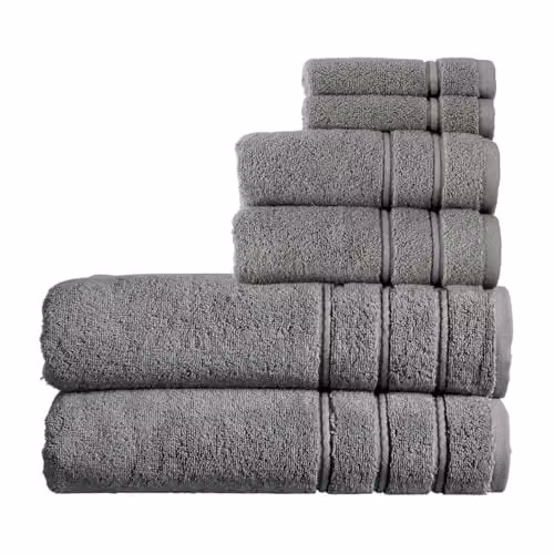 Christy Antalya 6 Piece Luxury Turkish Cotton Towel Set in Grey, 600GSM – 1