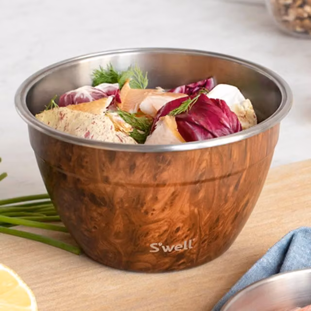 S'well Teakwood Salad Bowl Kit, 1.9 l, Brown