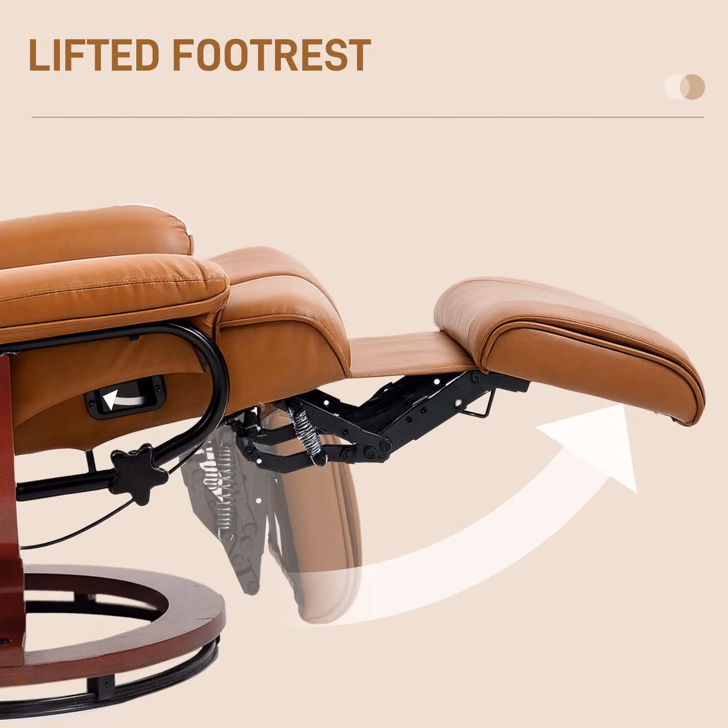 HOMCOM Brown PU Leather Reclining Armchair with Footrest for your Living Room – 5