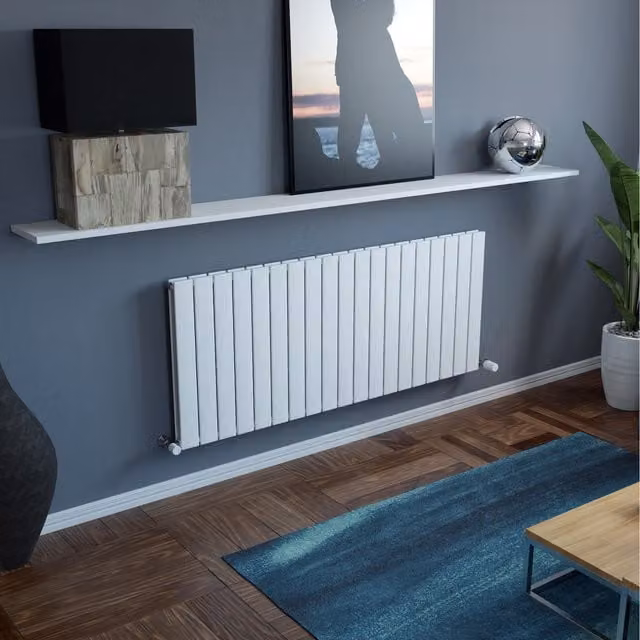 Agadon Vertical Duplex Flat Panel Designer Radiator in White, H 142 cm x W 60 cm