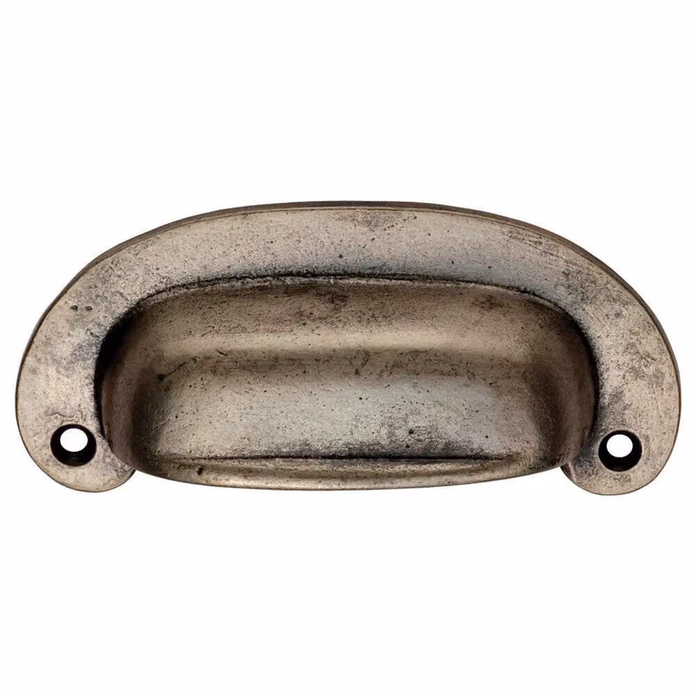 Loops 4x Oval Plate Cabinet Cup Handles in Pewter, Fixing Centres: 87mm, Size: 106 x 44.5mm – 2
