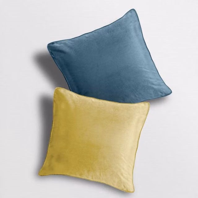 Velosso Luna Blue Velvet Filled Square Cushion, W/D/H: 43 x 43 x 43 cm
