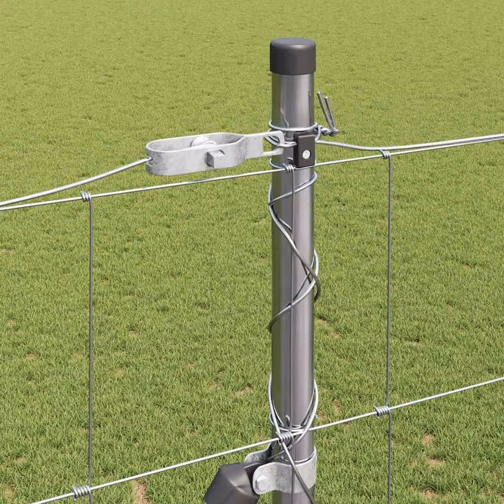 Berkfield Home Field Fence Galvanised Steel In-Ground Round Mesh in Silver/Grey, H: 160 cm, W: 25 m – 3
