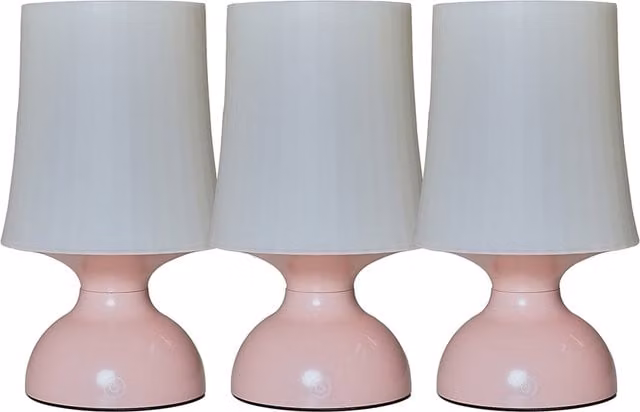 ValueLights Colmar Touch Table Lamps, Set of 3, Pink
