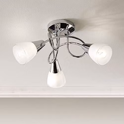 K LIVING Dione 3-Light Chrome Ceiling Light with White Glass Shades