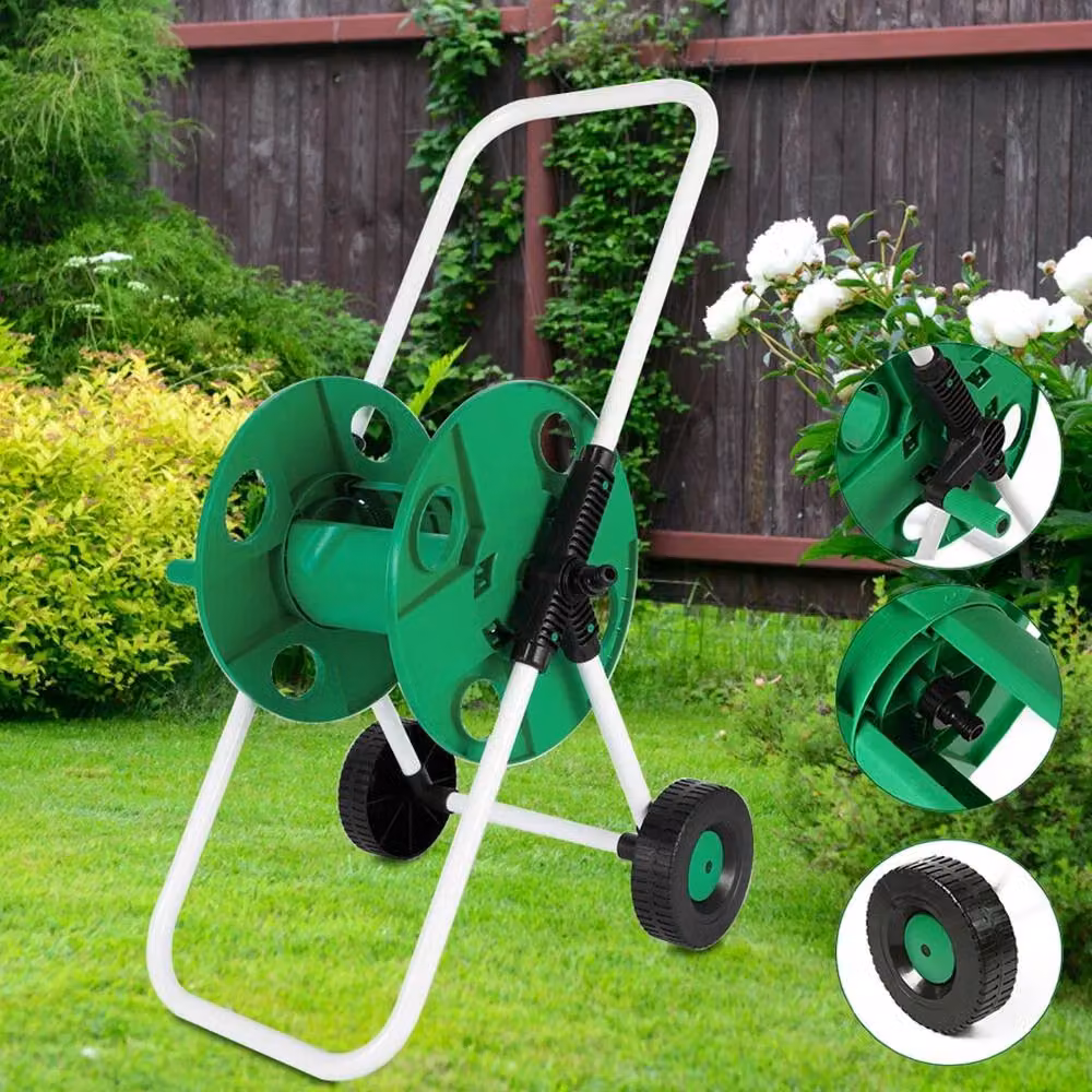 NESTLUNE Green Portable Garden Hose Reel Trolley with 50m Capacity – 4