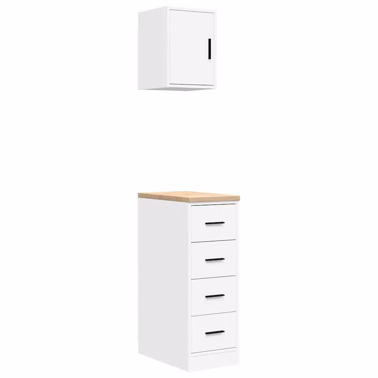 Berkfield Home Wall Mounted Garage Cabinets, 2 Piece Set in White Engineered Wood