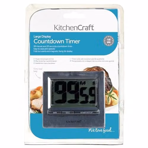 KitchenCraft Large Easy Read Chromed Timer in Silver – 2