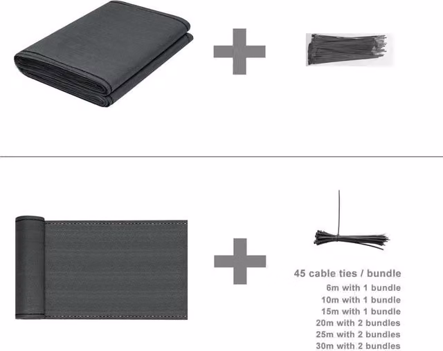 NESTLUNE Black Semi-Transparent Fence Screen Privacy Roll, W: 100 cm, H: 60 cm