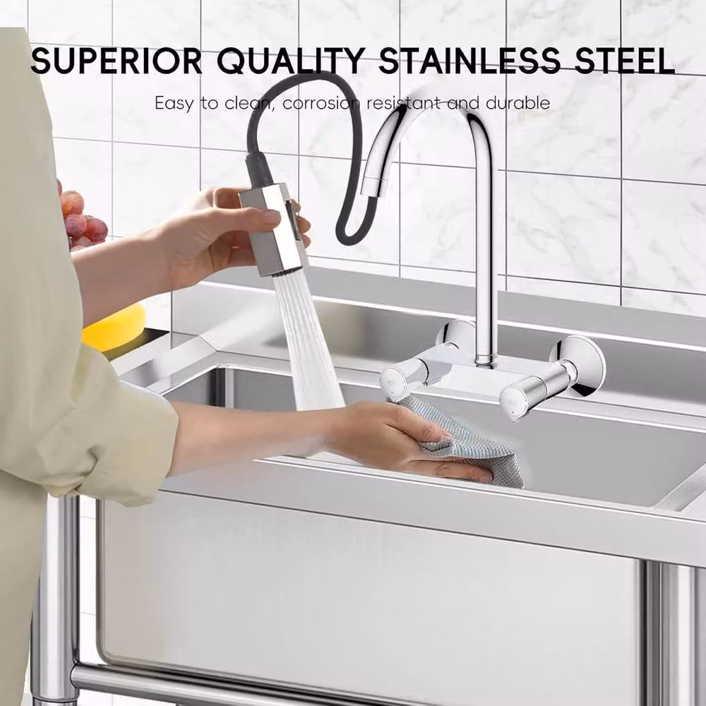 VOGREX Commercial Single Bowl Stainless Steel Utility Sink in Silver – 2
