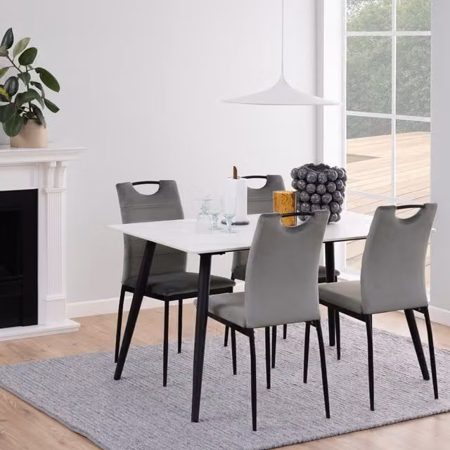 Furniture To Go Wicklow Modern Rectangular Ceramic Dining Table in White and Black, W/D/H: 140 x 80 x 75 cm