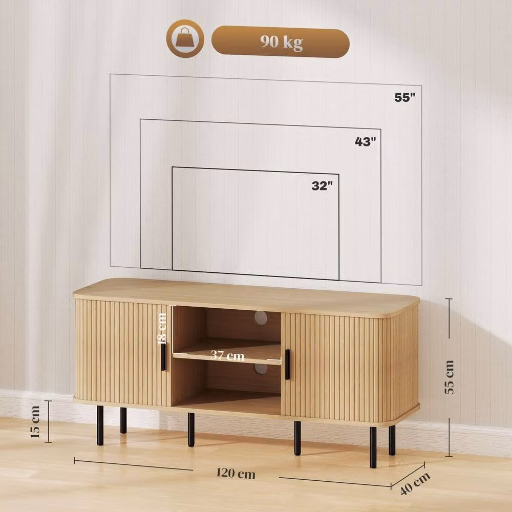 STILVORA Mid-Century TV Unit with Shelves and Cupboards in Oak and Brown – 4