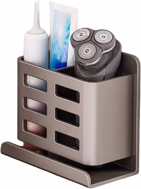 FORGEVIO Grey Wall Mounted Ventilated Aluminium Toothbrush Holder, W: 180 cm, H: 180 cm