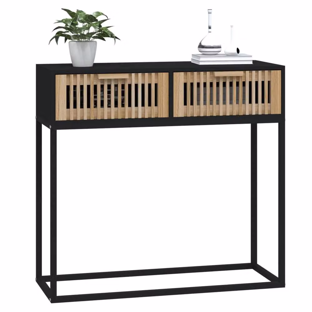 Berkfield Home Black Console Table in Engineered Wood and Iron, W/D/H: 80 x 30 x 75 cm – 3
