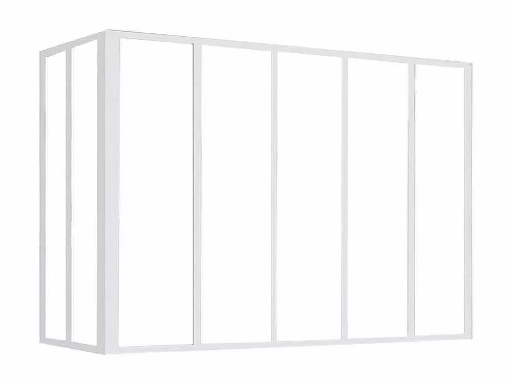 Vente-unique Corner Power-Coated Aluminium and Glass Partition in White, W/D/H: 150 x 60 x 130 cm – 2