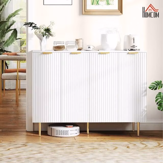 HOMCOM Modern Sideboard Buffet Cabinet with 2 Doors and Adjustable Shelf, White, Width: 120 cm
