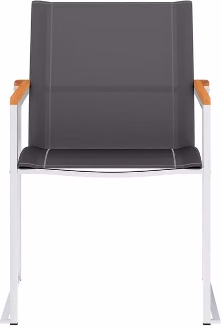 Berkfield Home Classic Garden Chairs, 4 Piece Set in Grey Textilene and Stainless Steel with Acacia Wood – 1