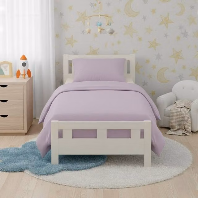 Snug City Lilac Flannelette Cotton Cot Bed Duvet Cover and Pillowcase Set, W/D/H: 120 x 60 x 40 cm