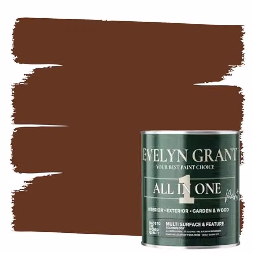 Evelyn Grant All-In-One Multi-Surface Paint and Primer, Matt, Belgium Chocolate Brown, 1L – 1