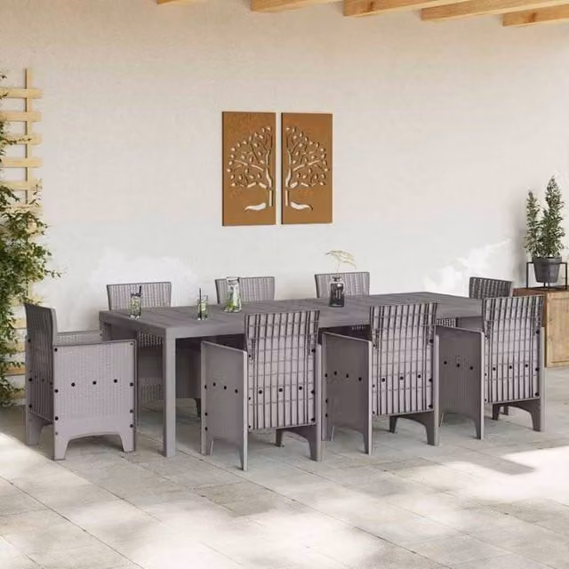 Berkfield Home Extendable Garden Table in Light Grey Poly Rattan, W/D/H: 250 x 100 x 73 cm – 1