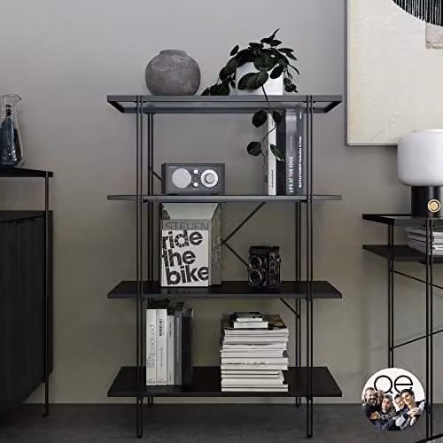 DHP Furniture Wainwright 4 Shelf Black Oak Look Bookcase – 1
