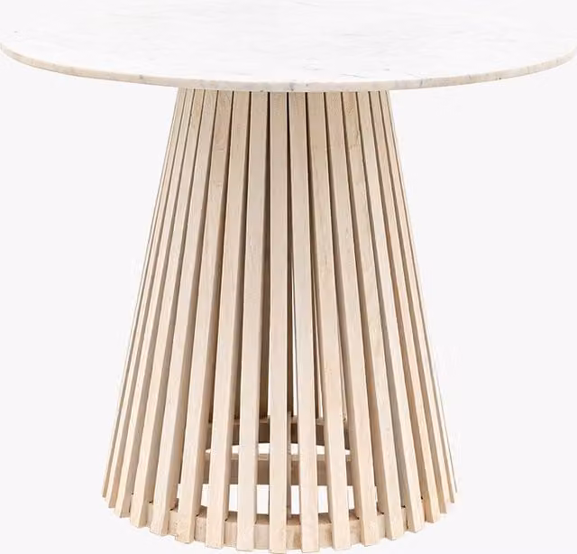 Perch & Parrow Linear Marble Round Dining Table in White
