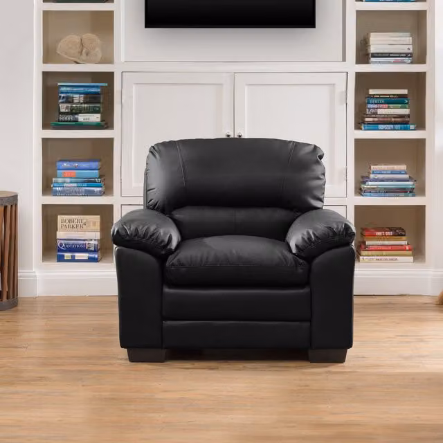 Artemis Home Ltd Genoa Armchair in Black with Synthetic Leather and Solid Wood Frame