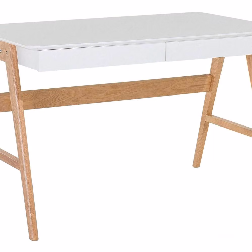 Wyld Haus White Lacquered Writing Desk with 2 Drawers, W: 120 cm, D: 75 cm, H: 75 cm – 2