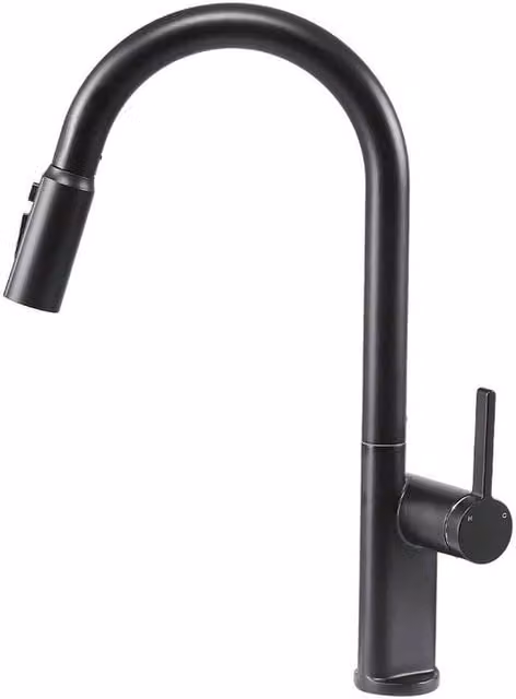 PAWNORA Matt Black Kitchen Faucet with Swivel Spout and Spray Function – 1
