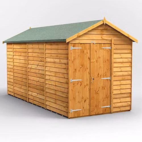 Powersheds Premium Apex Overlap Wooden Shed with Double Doors in Brown (Windowless) – 1