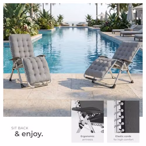 tectake Set of 2 Sun Loungers with Adjustable Backrest and Footrest in Grey – 6