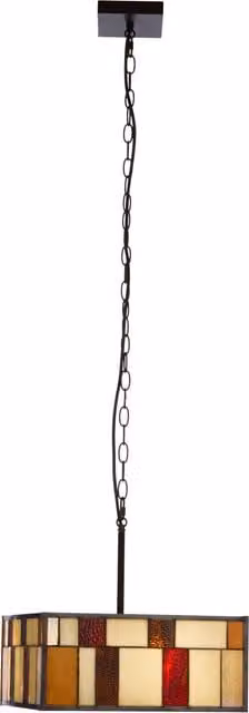 Orsina Rustic Bronze Square Pendant Light with Multicoloured Glass Shade