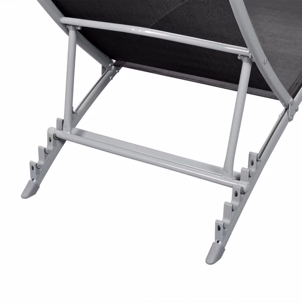 Berkfield Home Sun Lounger in Black Powder Coated Steel and Textilene with Adjustable Headrest – 2