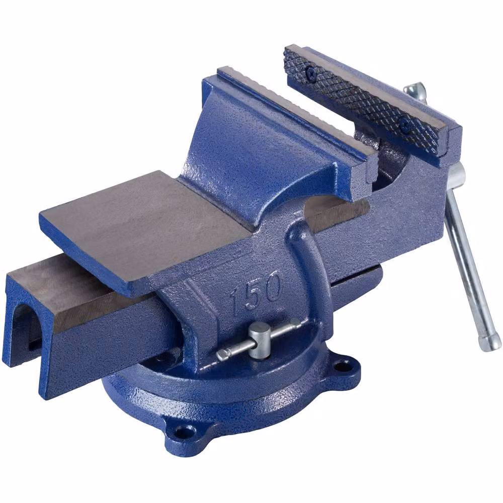 tectake Bench Vice in Blue, 12.5 cm – 2