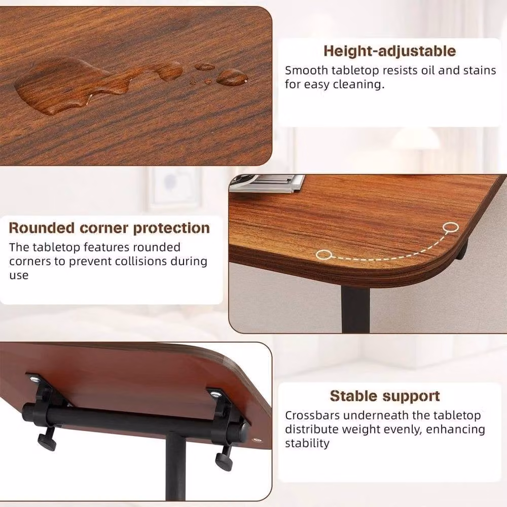 FORGEVIO Height Adjustable Laptop Tray Stand and Side Table in Walnut – 5