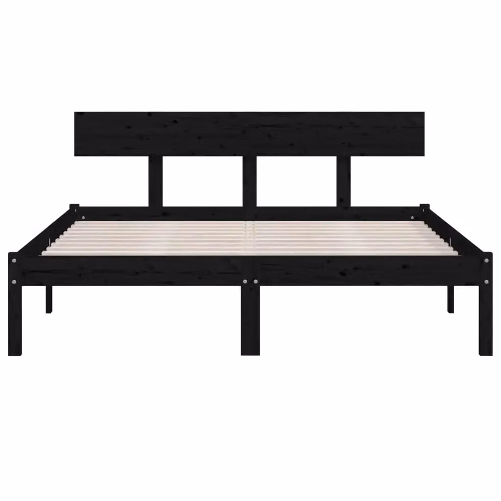 Berkfield Home Black Solid Wood Pine Bed Frame W: 160 cm, D: 200 cm – 3