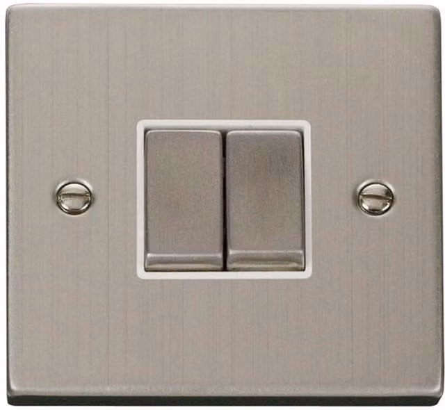 SE HOME Stainless Steel 2 Gang 2 Way Flush Two Way Light Switch in White and Silver