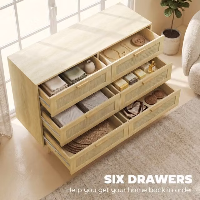 HOMCOM 6-Drawer Oak Chest of Drawers for your Bedroom