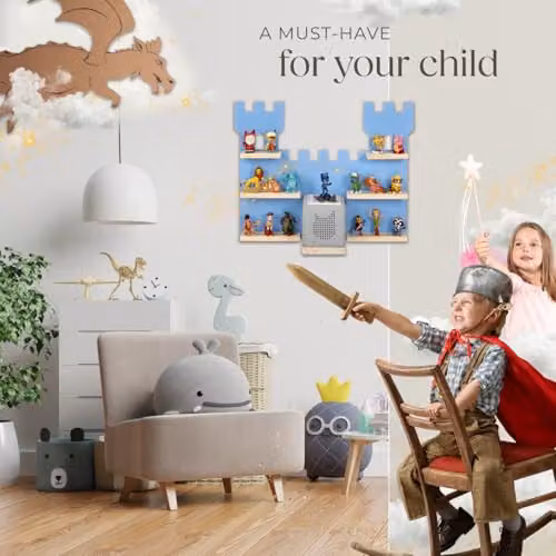 tectake Wall Mounted Castle Shelf for Childrens Bedroom in Blue – 2