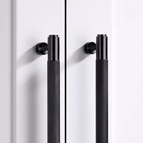 Pushka Home Solid Brass Knurled Bar Handles in Matt Black Finish – 2